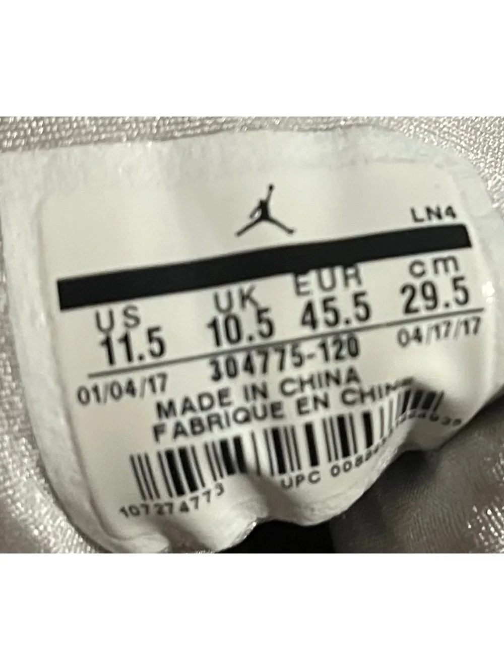 Jordan 7 Retro Pure Platinum Basketball Sneakers Size 11.5